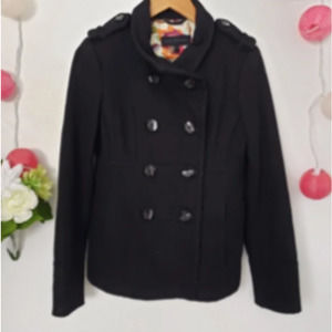 STEVE MADDEN button black wool peacoat 6